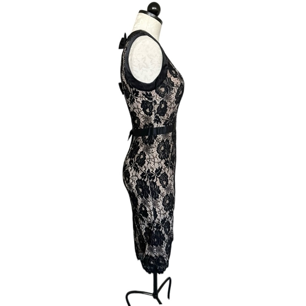 Milly of New York Marcella Bow Sheath Dress Silk & Floral Lace Overlay Size 2 - Picture 8 of 16
